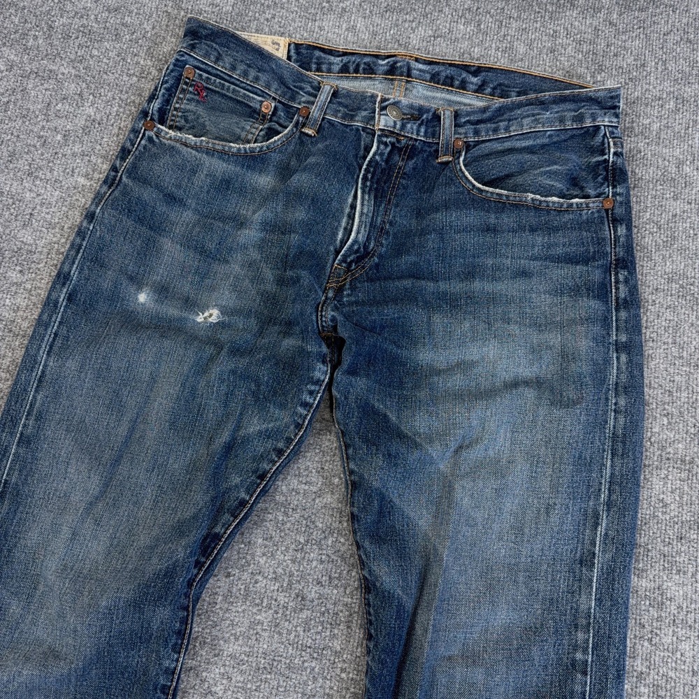 Polo Ralph Lauren Jeans Men 32x30 (FIT 34) Hampton Straight Distressed Denim‎ - Picture 2 of 14